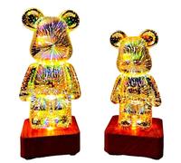 Brabola Twinkle Bear 3D Fireworks LED cambia colore luce notturna carino lampada da tavolo per la camera dei bambini, casa, ufficio, asilo nido