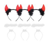 BRABOSTON 1 set per feste di Halloween corno del diavolo/angelo aureola cosplay fascia per capelli artificiale corno diavolo materiali carnevale costumi carino per le donne per bambini festa di