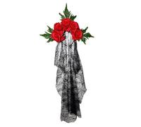BRABOSTON Accessorio per capelli regolabile per Halloween, con finiture in pizzo e fiori in tessuto, fasce per capelli per eventi a tema, set di accessori per capelli gotico