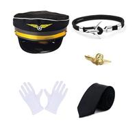 BRABOSTON Costume da capitano della compagnia aerea assistente di volo abiti da gioco di ruolo hostess compagnia aerea Cosplay accessorio per donne uomini assistente di volo di Halloween accessori per