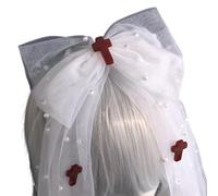 BRABOSTON Elegante Bowknot Punk Velo Per Festival Musicale E Evento A Tema Cool Dark Series Tulle Fascia Con Perno Incrociato Cosplay Fascia, Rosso, Taglia unica