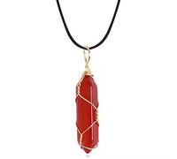 BRABOSTON Elegante collana con prismi esagonali corniola pietre preziose positive ciondolo filo avvolto ciondolo agata regalo gioielli collana corniola pietre preziose filo, Misura unica, come