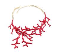 BRABOSTON Fashion Trend Red Coral Ciondolo Collarbone Catena Temperamento Semplice Freddo Regolabile Lunga Catena Della Collana Del Pendente Della Collana Per Le Donne