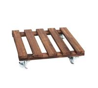 BRABOSTON Piantatrice resistente alle intemperie carbonizzata Vassoio mobile Rotelle in metallo liscio Rotelle decorative per esterni Soluzione di stoccaggio in legno patio fioriera Movers con nero