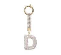 BRABOSTON Portachiavi con ciondolo a forma di iniziale scintillante, in lega, personalizzato, decorazione per borsa, portachiavi per adulti con strass e lettera portachiavi, D, Taglia unica