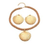 BRABOSTON Sofisticato Shell Ciondolo Collana E Orecchini Accessori Fatti A Mano Per Matrimoni E Date Elegante Lega Gioielli Da Sposa Set Di Gioielli, Misura unica, come descritto, come descritto