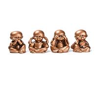 BRABUD Set di 4 statuette in resina Hear No Evil See No Evil Speak No Evil Do No Evil Set di 4 Monaci Figurine Casa Scrivania Ufficio Decorazione Ornamenti Collezionabili TQGJBS233