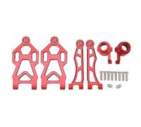 Bracci della sospensione anteriore superiore e inferiore per auto RC, braccio oscillante in lega di alluminio con cupole di sterzo per auto RC SCY 1/16 16101PRO 16102 (Rossa)