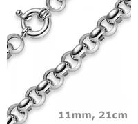 Bracciale 11Mm, Collana Erbskette, Oro 585 Bianco, 21Cm, Unisex, Bracciale D'Oro