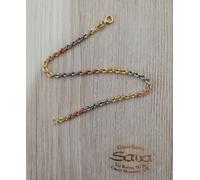 Bracciale 2.8 mm fune corda tre colori 18.5 cm in oro 750 giallo,bianco e rosso