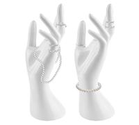 Bracciale, 2 pezzi di supporto per gioielli a mano, manichino a mano, anelli espositore per gioielli, modello a mano femminile, porta gioielli per collane, anelli, bracciali (bianco)