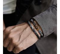 Bracciale 2 pezzi sfera nero fashion moda regalo braccialetto da uomo