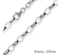 Bracciale 5mm Catena a Piselli In Argento 925 Rodinato 19cm Donna Colore Argento