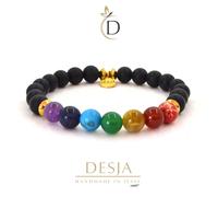 Bracciale 7 chakra uomo donna Desja pietre naturali colorate e pietra ONICE NERO