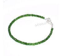 Bracciale 7" perle gioielli sfaccettate rondelle cromate verdi naturali gioielli