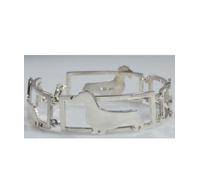 Bracciale a 4 sezioni in argento, con sagome di cane razza Bassotto a pelo duro