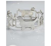 Bracciale a 4 sezioni in argento, con sagome di cane razza Cavalier King Luce