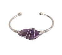 Bracciale a carica manuale in pietra di cristallo naturale amorfa for guarigione e meditazione(Amethyst)