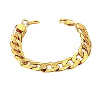 Bracciale a Catena a Maglia Cubana da 12 mm Maschile per Gioielli da Uomo Braccialetti a Maglia da Uomo Color Oro in Acciaio Inossidabile, pulseira Masculina