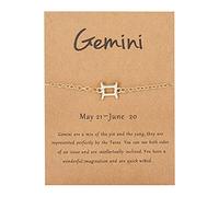 Bracciale a catena con ciondolo a forma di segno zodiacale in oro - Gemelli (21 maggio - 21 giugno) - Gioielli zodiacali costellazione oroscopo celeste astrologia gioielli - regalo donna uomo, Zinco