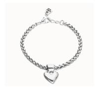 Bracciale a catena con piccolo cuore placcato in argento sterling (M)
