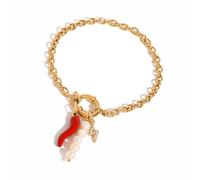 Bracciale A Catena in Acciaio Inossidabile alla con Perle Accessorio per La Catena del Polso A Sospensione Sospensione per Date Usura Quotidiane Accessori Donne