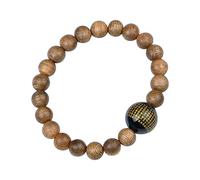 Bracciale a Cerchio Singolo con Perline di Legno di Agar da 10 mm Bracciale con Perline di Legno Naturali di Buddha Unisex per Canto di Preghiera