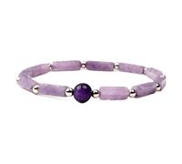 Bracciale a colonna quadrata di cristallo viola naturale, bracciali elastici, braccialetti con perline a mano, la ricchezza aiuta la fortuna, regali di lusso leggeri per il compleanno del tuo uomo, re