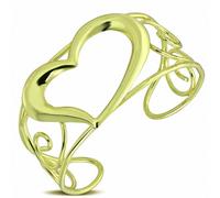 Bracciale A Cuffia A Forma Di Cuore Aperto In Lega Dorata Alla Moda