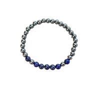 Bracciale a Doppia Protezione Naturale Pietre autentiche Ematite, Lapis Lazuli Scegliere Il Dono del Braccialetto Elastico per Tallone e Polso per Uomini e Donne Bracciale alla (8 mm 7 Pollici)