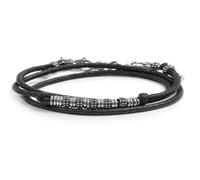 Bracciale a doppio giro con cordino strobel elementi acciaio con trama