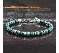 Bracciale a filo acciaio inox pietra naturale TURCHESE AFRICANO 6mm uomo donna