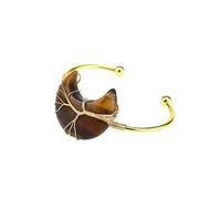 Bracciale a forma di luna in pietra naturale fatto a mano con motivo albero della fortuna - Stile unico e avvolgente(TigerStone)