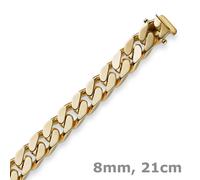 Bracciale A Maglia 8Mm, Oro Giallo 585, 21Cm, Da Uomo, Bracciale In Oro