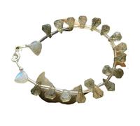 Bracciale a maglie con gemma di rutilo verde naturale 8x7-12x8mm, forma fantasiosa, taglio sfaccettato, pietra color arcobaleno, bracciale impilabile da 7 pollici, gioiello fatto a mano |LK_SLNK_00407