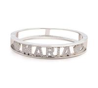 Bracciale a manetta nome personalizzato stella o cuore con graziosi cuori e lettere zirconati regalo donna ragazza in lega di bronzo robusto placcato in oro (Made in Italy)