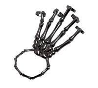 Bracciale a mano con scheletro a forma di teschio di Halloween, con anello integrato, gioiello gotico per uomini, donne, fidanzate, mogli, madri, figlie, amanti e fidanzati, Siehe Beschreibung, Vedi