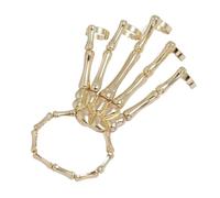 Bracciale a mano con scheletro a forma di teschio di Halloween, con anello integrato, gioiello gotico per uomini, donne, fidanzate, mogli, madri, figlie, amanti e fidanzati, Siehe Beschreibung, Vedi