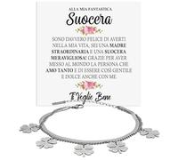 Bracciale A mia Suocera Argento Oro Compleanno Idee Regali per lei Acciaio Inox Fidanzati Idea Regalo Natale - Cofanetto con DEDICA incluso. (A mia Suocera)