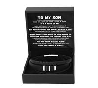 Bracciale "A mio figlio" - Accessorio regalo in tessuto con messaggio in pe | Bracciale To My Son con design in pelle intrecciata, braccialetto regalo Never Walk Alone per uomini mariti ragazzi fidanzati