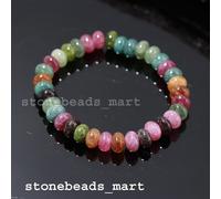 Bracciale A+ Multi Tormalina Quarzo Liscio 8-9MM Rondelle Elasticizzato Gioie...