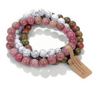 Bracciale a Sfere di Pietra Naturale 8mm Set da 3 Pezzi per Donna e Uomo