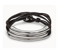 Bracciale a tre giri in cuoio marrone e particolari placcati argento Sterling
