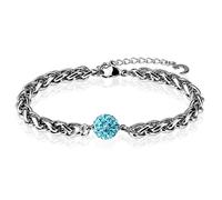 Bracciale Acciaio Con Perle Di Cristallo Turchesi