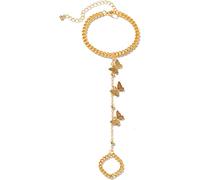 Bracciale ad Anello con Catena a Farfalla Bracciale con Dito collegato e Anello con Imbracatura a Mano Regolabile Bracciale ad Anello con Catena a Schiava per Donne e Ragazze Durability