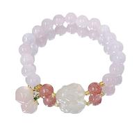Bracciale al Quarzo Rosa multigem Feng Shui Wealth Bracciale 8mm Pesca Rosa corniola Talisman del Coniglio del Coniglio per 2026 Anni di Bunny Chakra Amulet per la prosperità dell'amore/