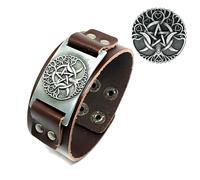 Bracciale Albero della Vita Pentacolo Luna Bracciale in Pelle con Cuori Gioie...