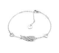 Bracciale ali d'angelo argento 925 signore per ragazza donna, charms zirconia bracciale felicità regolabile tenero cuore amore portafortuna bracciali regali per comunione battesimo compleanno