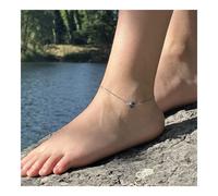 Bracciale Alla Caviglia 1 Perla Ematite Multicolore 8 Mm Catena In Acciaio