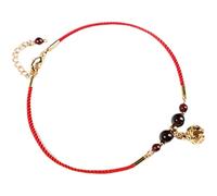 Bracciale alla Caviglia da Donna in Argento Rosso Vecchio Melograno Corda Serie Fengsen recluta Piccole Perle di trasferimento di Fiori di pesco